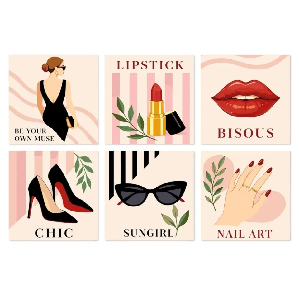 Figured'Art Mini Serie Chique essentials schilderen op nummer 20x20 cm 6 stuks vrouwen