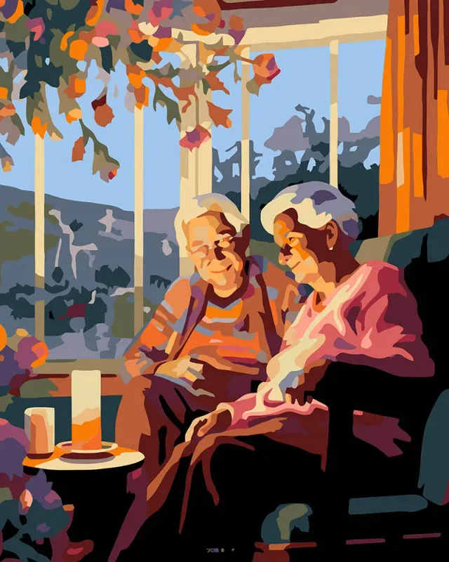 Figured'Art Avond op de veranda schilderen op nummer 40x50 cm romantisch