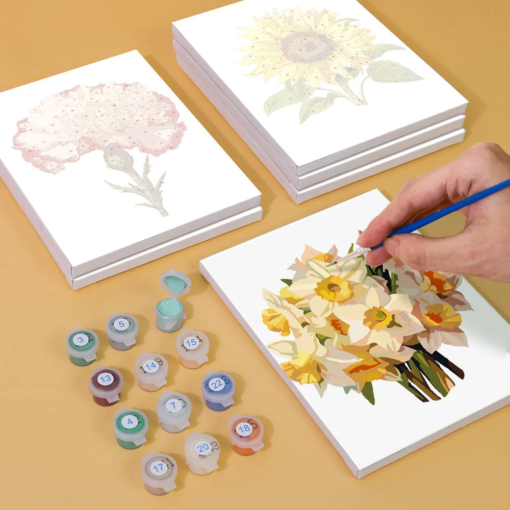 Figured'Art Bloemenreis mini schilderen op nummer 15x20cm 6 stuks