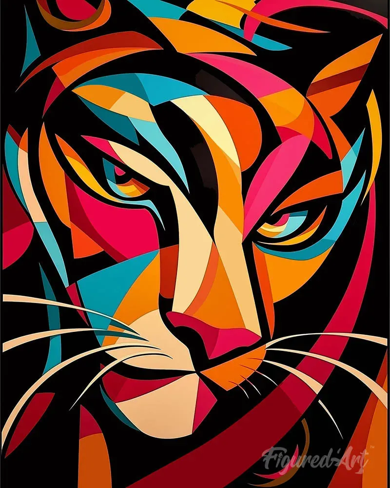 Figured'Art Gedurfd Abstract Tijger 2 diamond painting vierkant 40x50