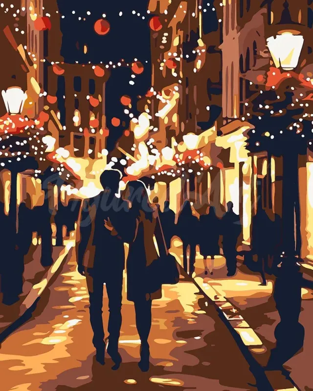Figured'Art Romantische Kerstnacht schilderen op nummer 40x50 cm