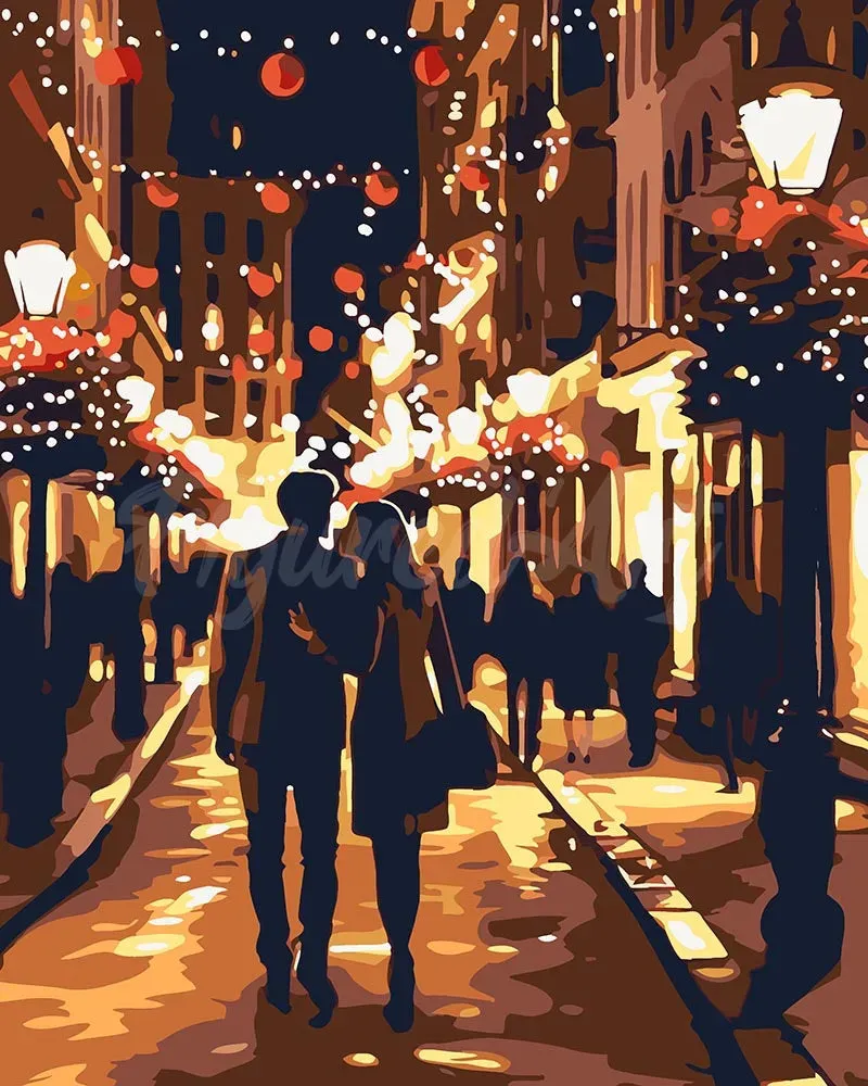 Figured'Art Romantische Kerstnacht schilderen op nummer 40x50 cm