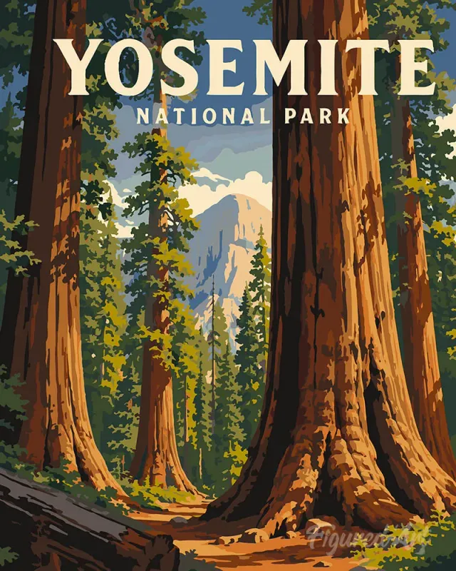 Figured'Art Yosemite Mariposa Grove schilderen op nummer 40x50 reis