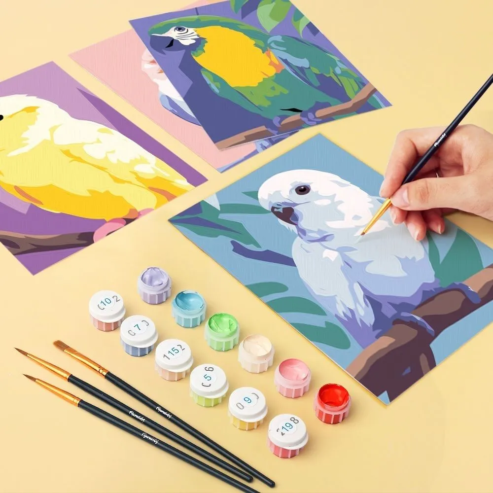 Figured'Art Jungle Melodie Mini Schilderen 15x20cm 6 Stuks Vogels