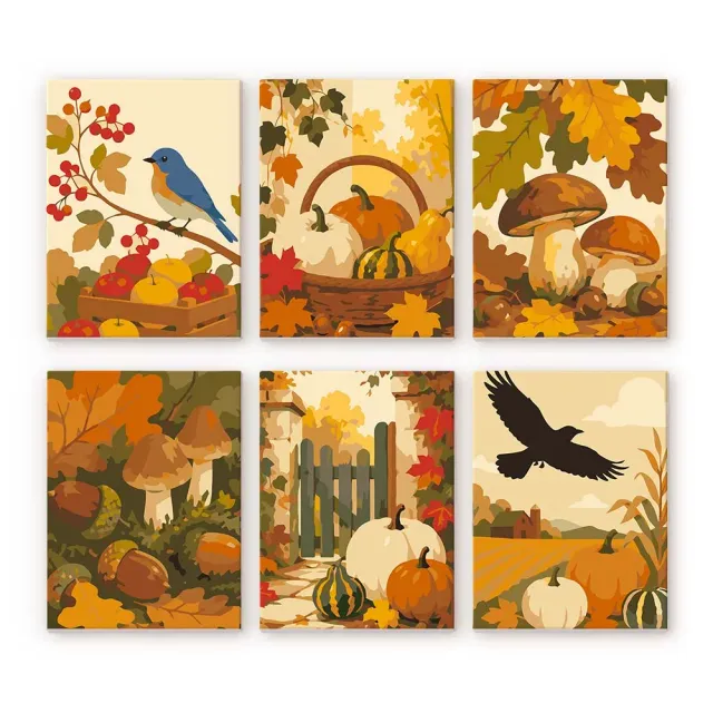 Figured'Art Mini Wilde herfstoogst schilderen op nummer 6x 15x20cm herfst