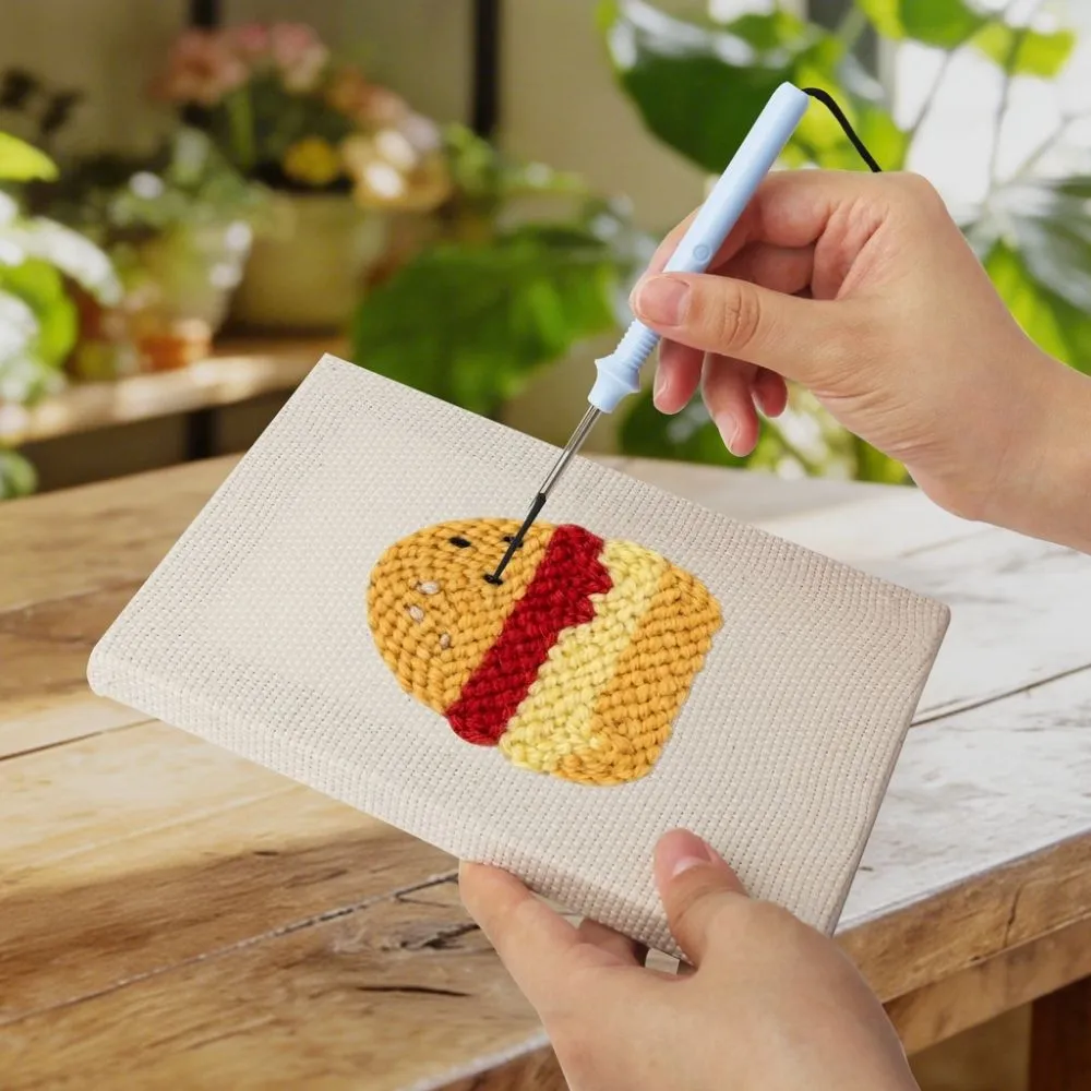 Figured'Art Heerlijke Hapjes punch needle set 4 stuks met frame keuken