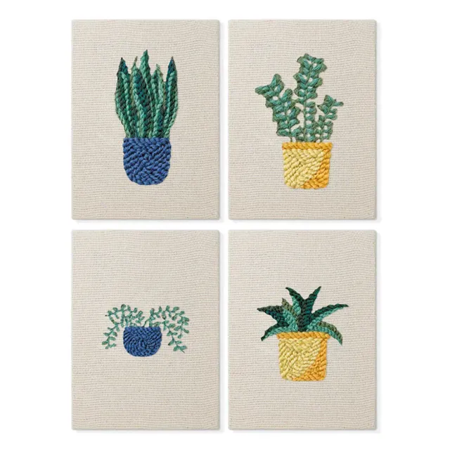 Figured'Art Punch Needle Set Groene Oase 4 stuks 15x20cm
