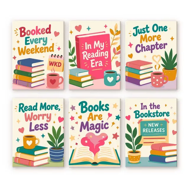 Figured'Art Stemming voor boekenliefhebbers mini schilderen op nummer 6st