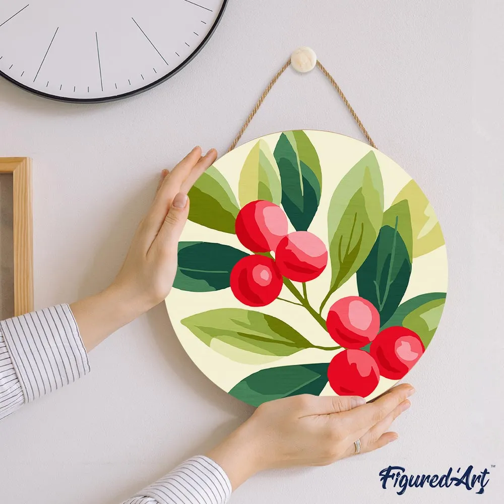 Figured'Art Veenbessen schilderen op nummer hout 30 cm kerst