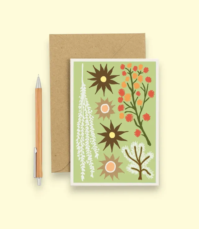 Studio Wald Dried Green wenskaart A6 blanco met envelop