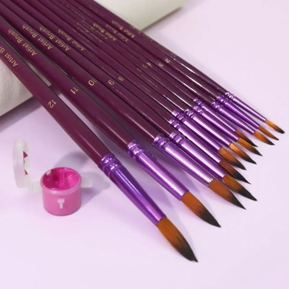 Figured'Art penselen set 12 stuks schilderen op nummer nylon