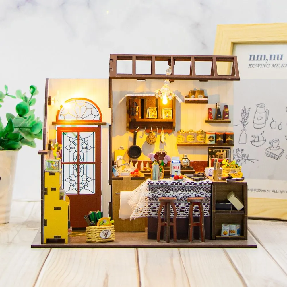 Figured'Art Miniatuurhuisje Peta's Keuken DIY pakket met ledverlichting