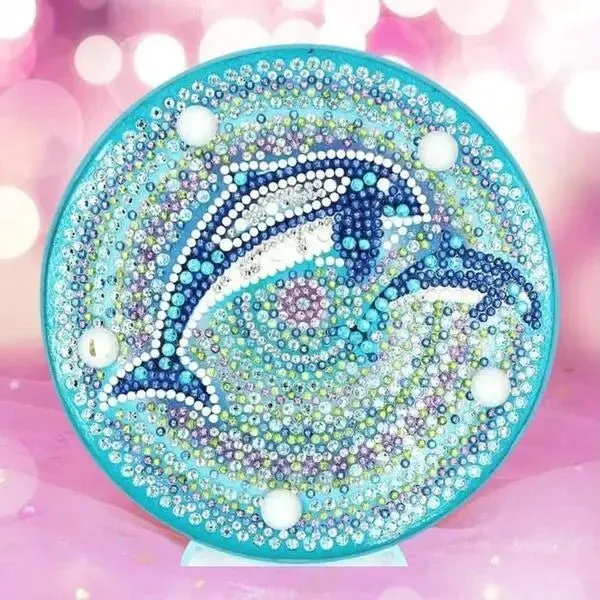 Figured'Art Dolfijnen diamond painting LED-lamp 15cm