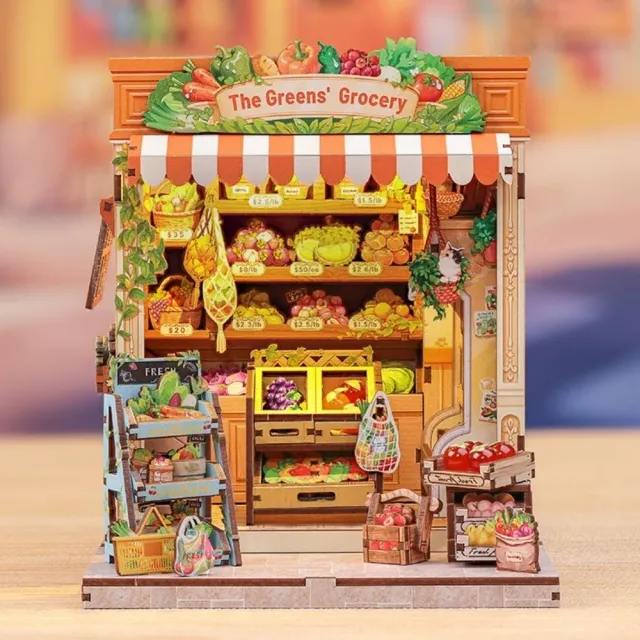 Figured'Art Klein Fruitwinkeltje miniatuurhuisje met led 19,7 cm