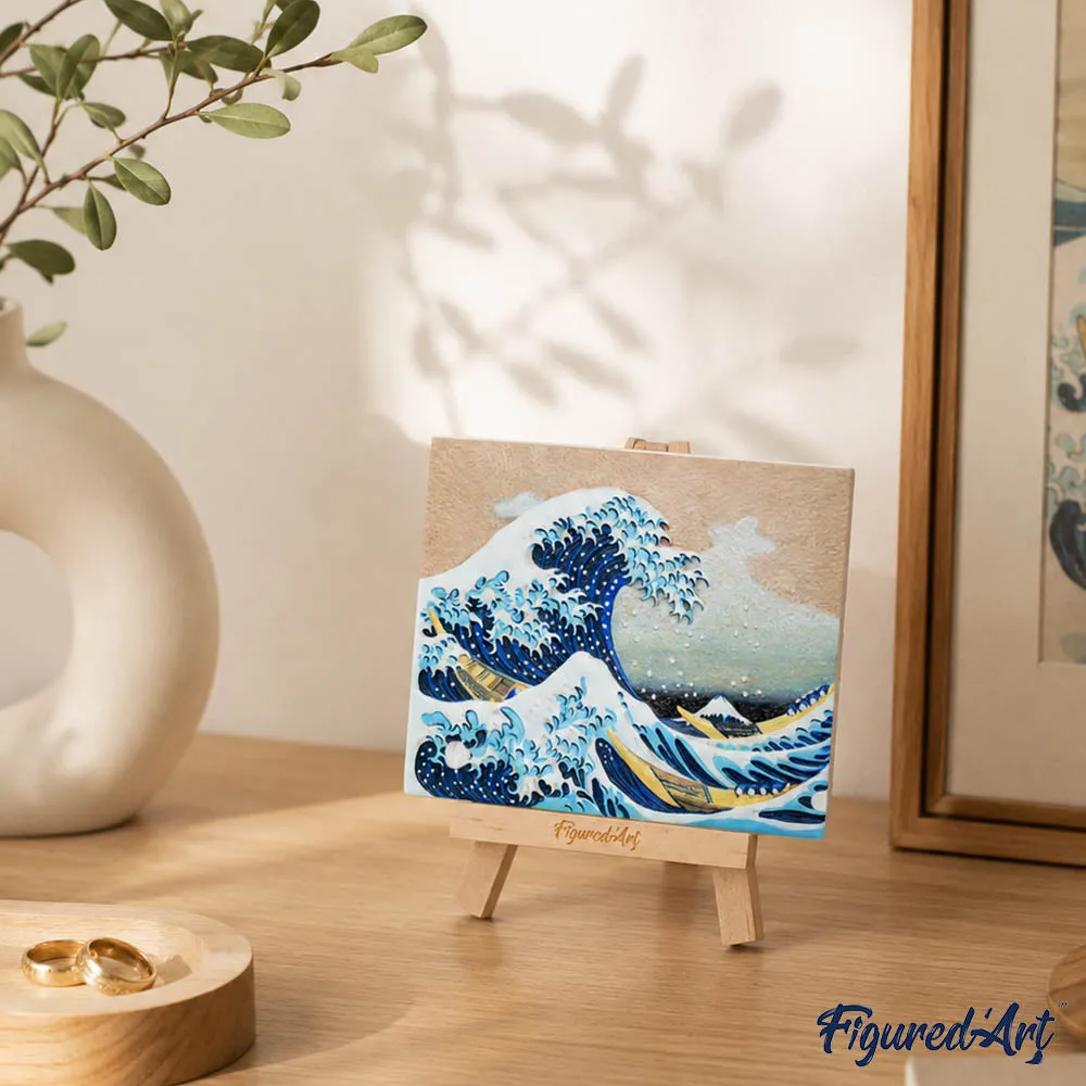Figured'Art Grote golf van Kanagawa 3D schilderij reliëf 13,5 cm