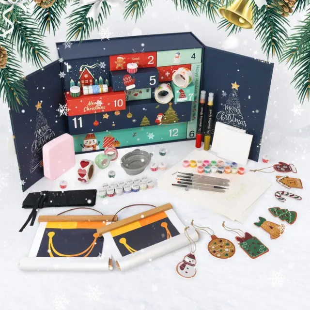 Figured'Art Vrolijk Kerstfeest adventskalender schilderen op nummer blauw