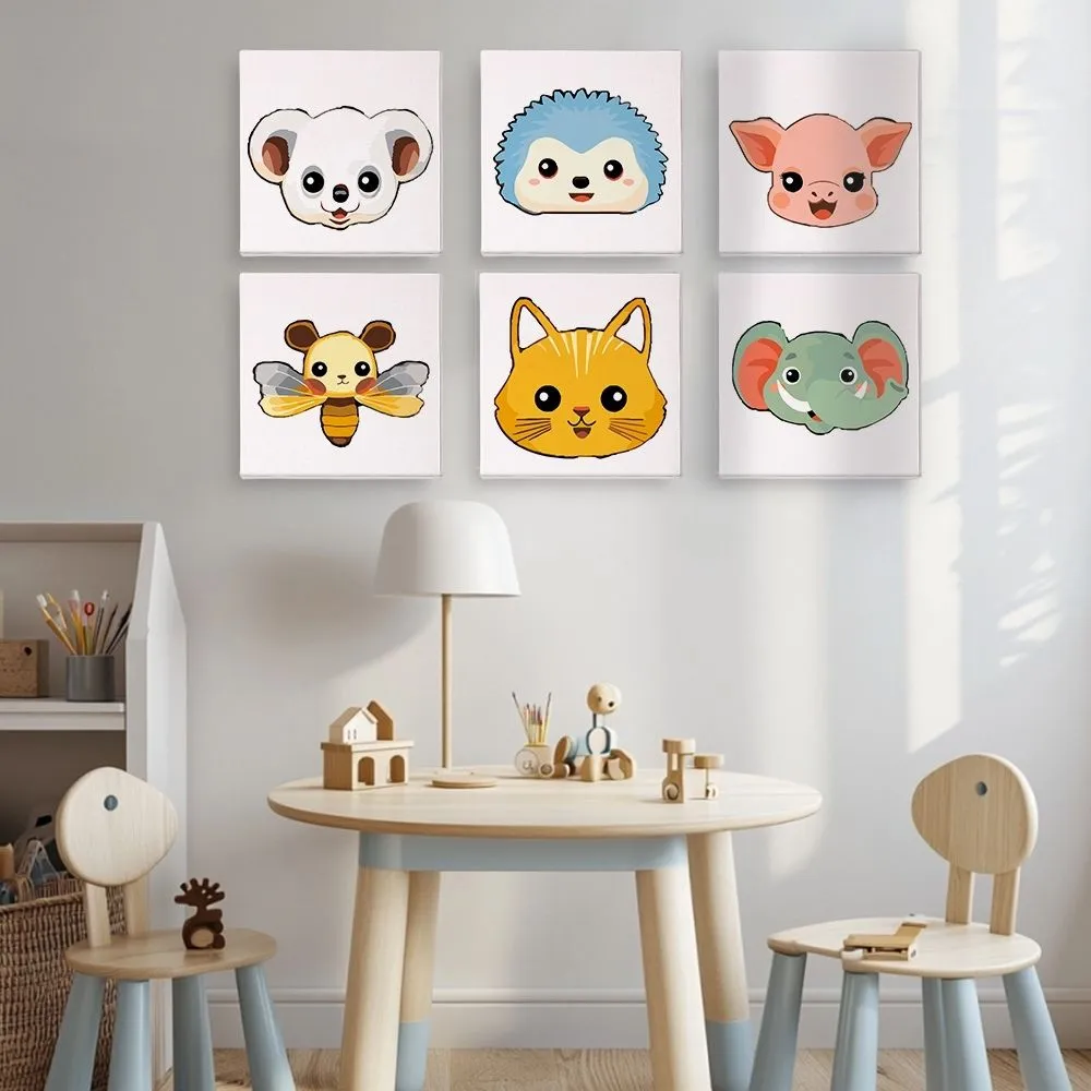 Figured'Art Schattige Dierengezichten 2 mini schilderen op nummer 6 stuks