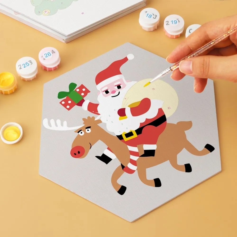 Figured'Art Kerstman en vrienden mini schilderen op nummer 6x zeshoek