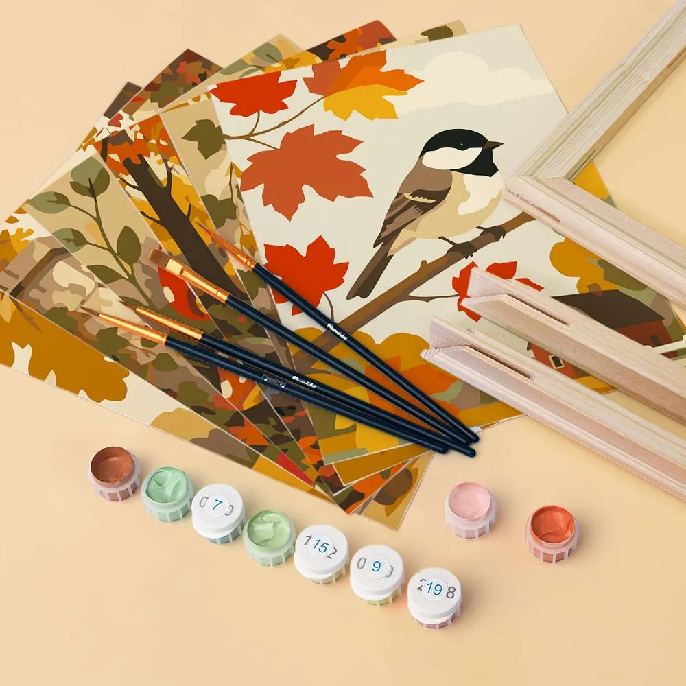 Figured'Art Oogst in het bos mini schilderen op nummer 6 stuks