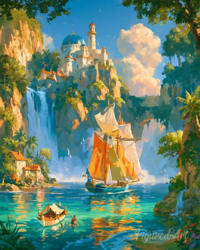 Figured'Art Odysseus' reis schilderen op nummer 40x50cm fantasie zee