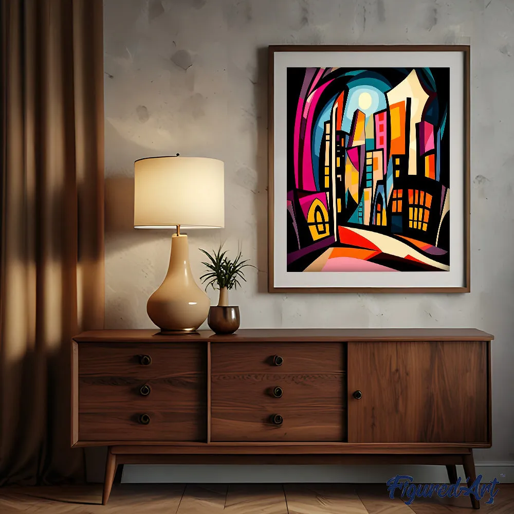 Figured'Art Levendig Abstracte Stad schilderij 40x50 cm popart