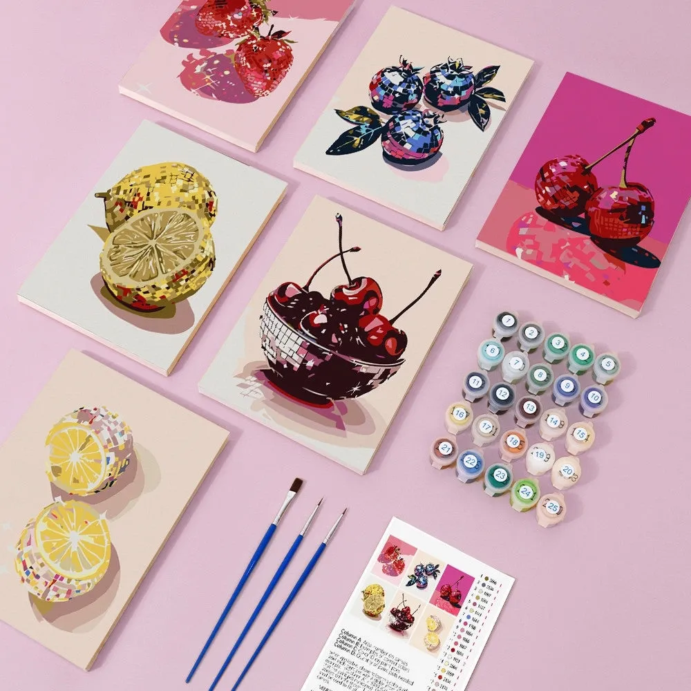 Figured'Art Disco Fruit mini schilderen op nummer 15x20cm 6 stuks