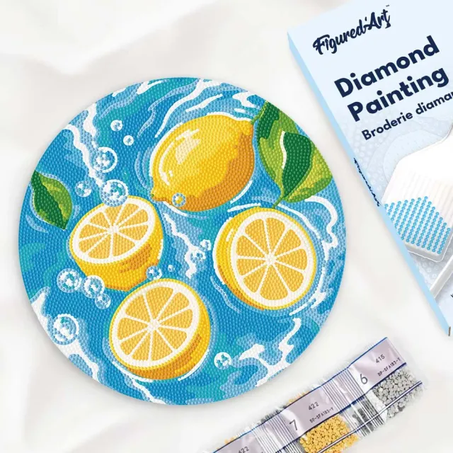 Figured'Art Citrusbries diamond painting houten schijf 30 cm rond