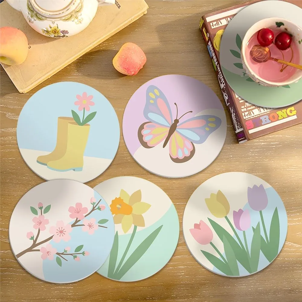 Figured'Art Lentebloesems onderzetters schilderen op nummer 10cm 6st