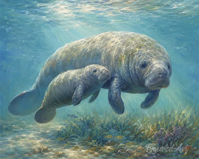 Figured'Art Moederzeekoe en baby schilderen op nummer 40x50 cm