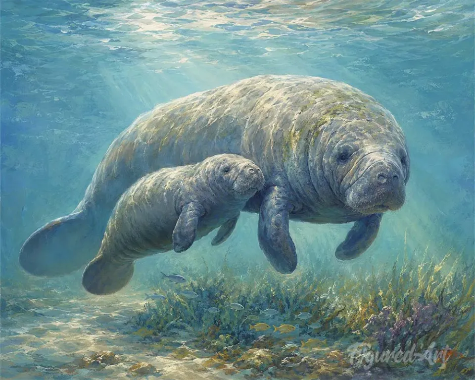 Figured'Art Moederzeekoe en baby schilderen op nummer 40x50 cm