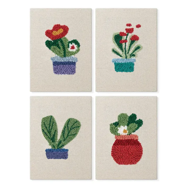 Figured'Art Thuis Tuin Sfeer punch needle set 4 stuks 15x20 cm