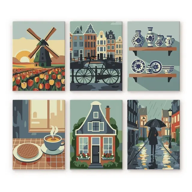 Figured'Art Nederlandse Tradities schilderen op nummer 15x20cm 6 stuks