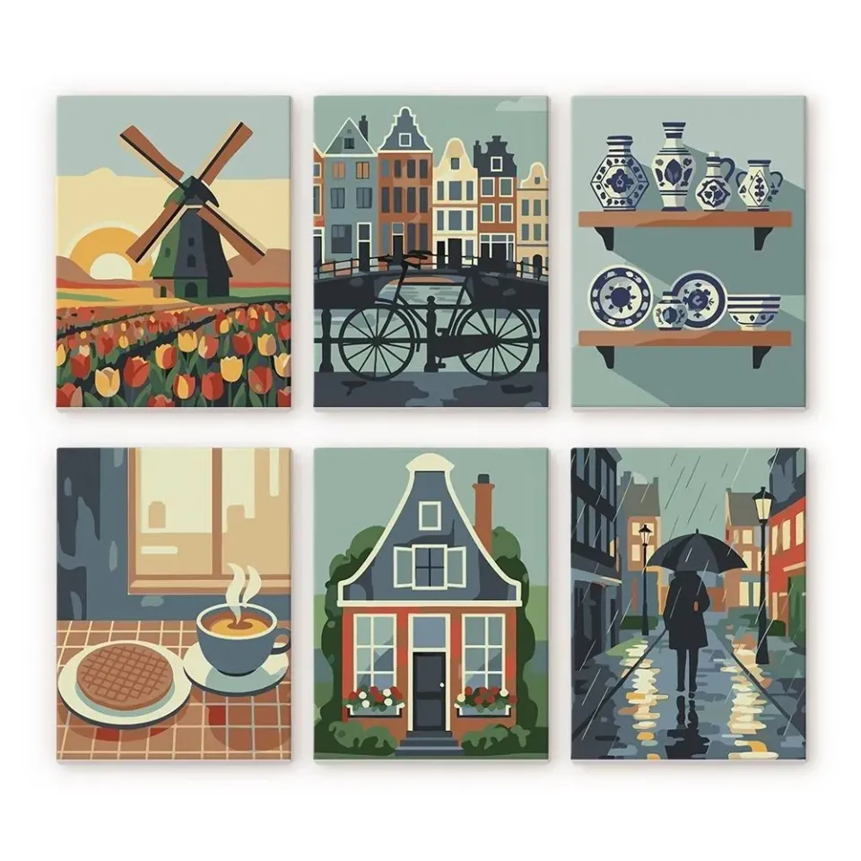 Figured'Art Nederlandse Tradities schilderen op nummer 15x20cm 6 stuks
