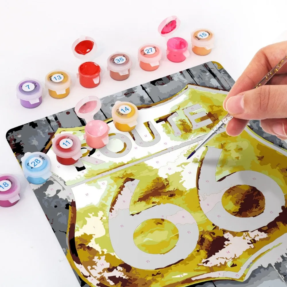 Figured'Art Route 66 metalen poster schilderen op nummer 30x20cm