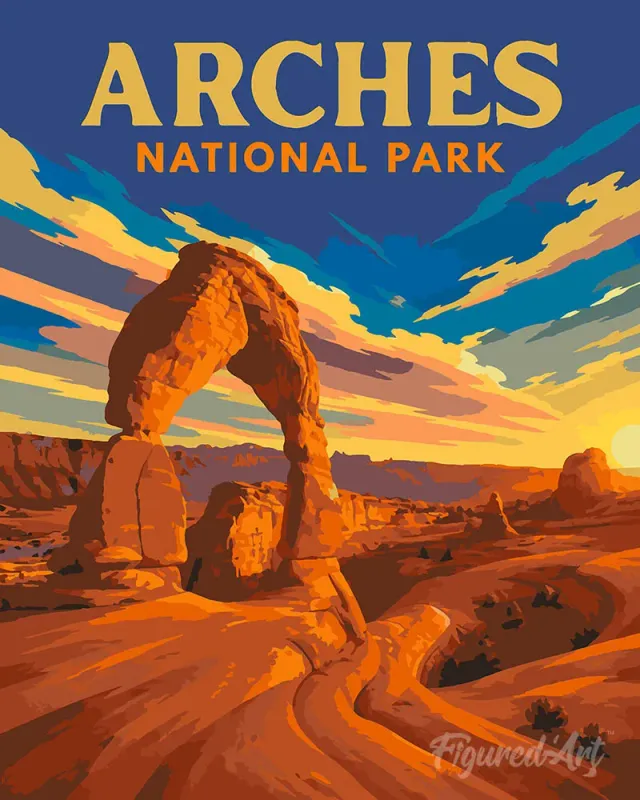 Figured'Art Arches National Park Utah schilderen op nummer 40x50cm