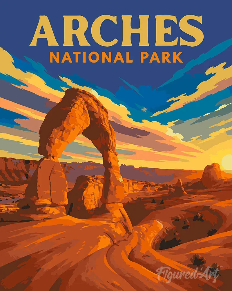 Figured'Art Arches National Park Utah schilderen op nummer 40x50cm