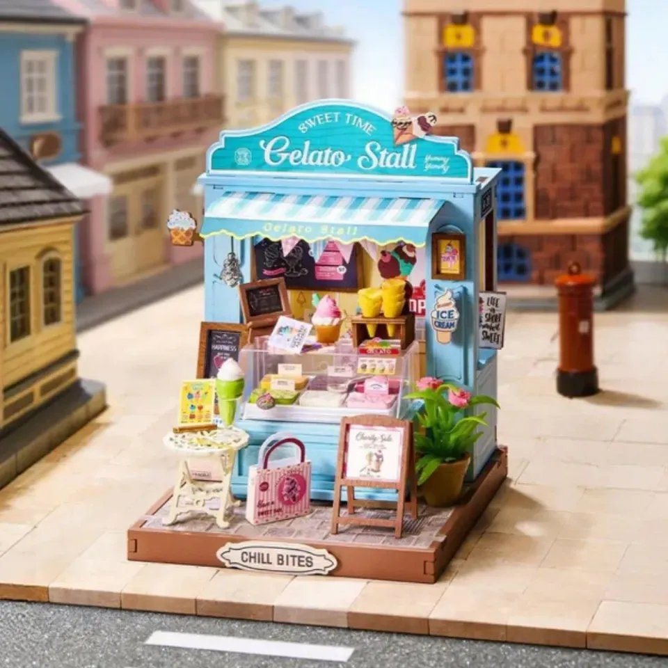 Figured'Art Gelato-stand miniatuurhuisje 3D puzzel 132 stukjes