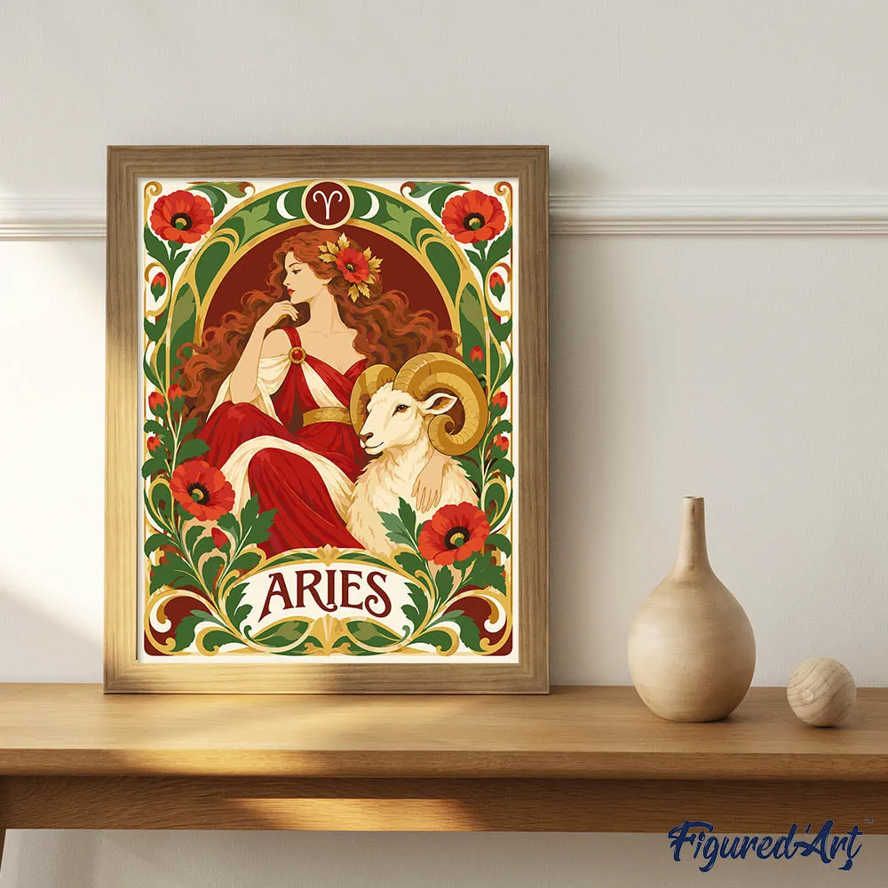 Figured'Art Art Nouveau Sterrenbeeld Ram schilderen op nummer 40x50