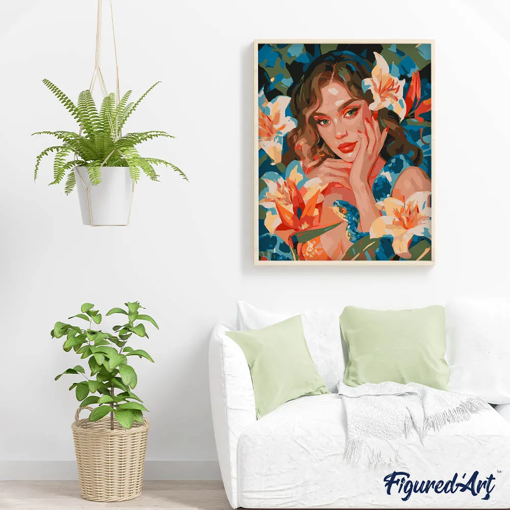 Figured'Art Bloemenmuse schilderen op nummer 40x50 cm portret