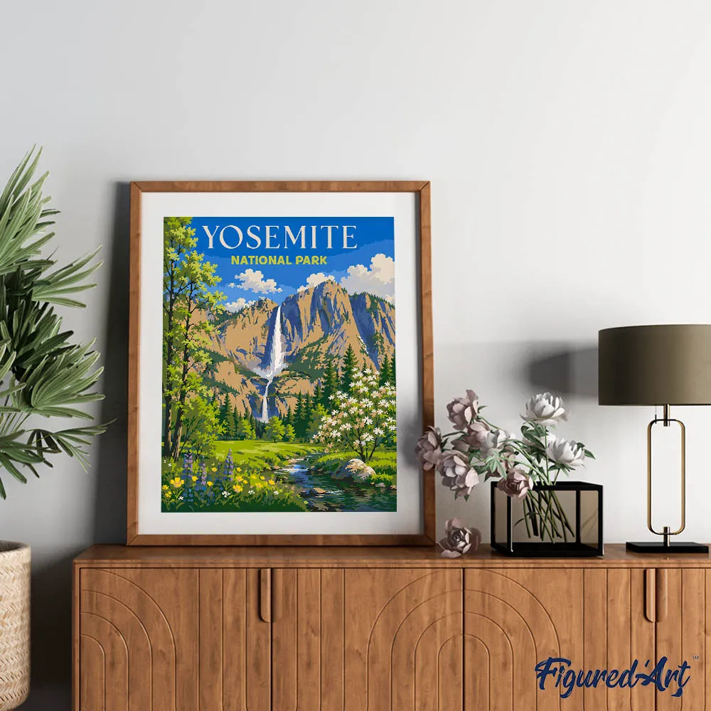 Figured'Art Yosemite Vernal Falls schilderen op nummer 40x50 cm landschap