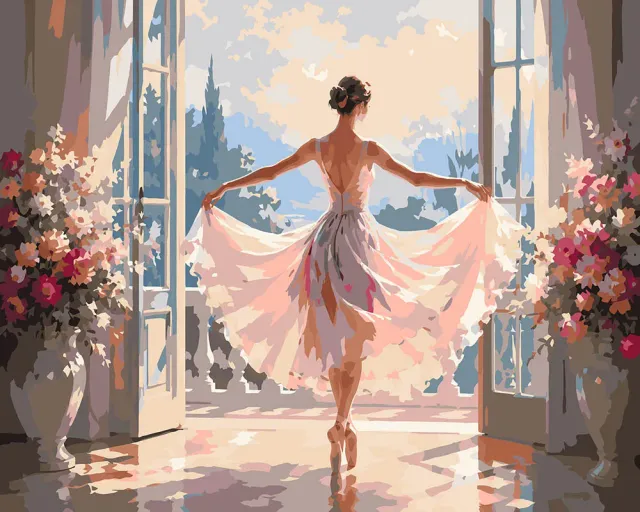 Figured'Art Dansende Ballerina Silhouet schilderen op nummer 40x50cm