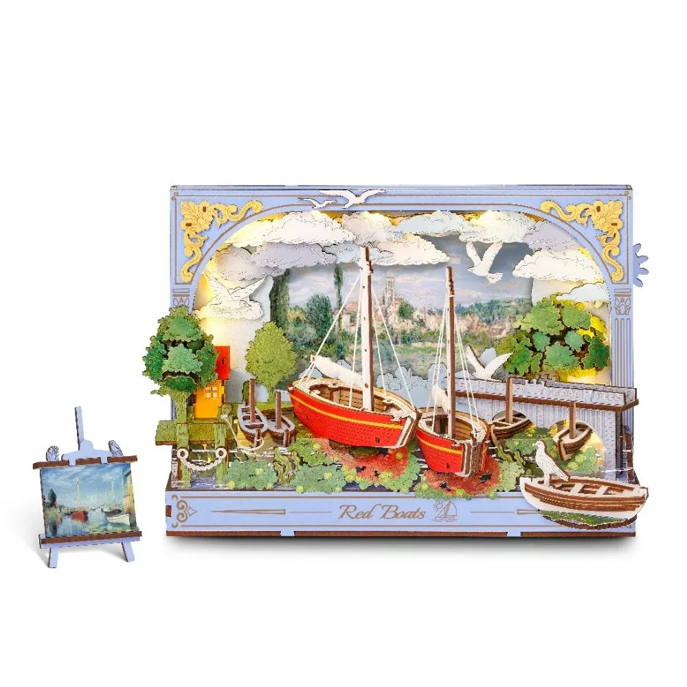 Figured'Art Rode Boten 3D puzzel hout 219 stukjes met LED