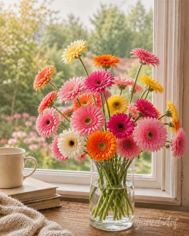Figured'Art Vrolijke Gerbera's diamond painting 40x50 cm bloemen