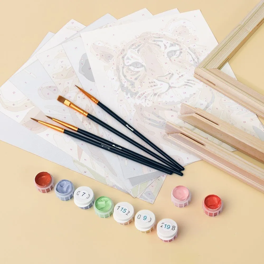 Figured'Art Wildlife Portretten 1 schilderen op nummer mini 6 stuks