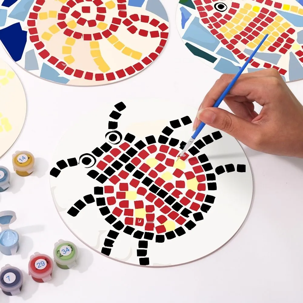 Figured'Art Schilderen op Nummer Placemats 20 cm 6 stuks geometrisch