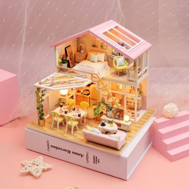 Figured'Art Aangenaam Moment miniatuurhuisje roze met led