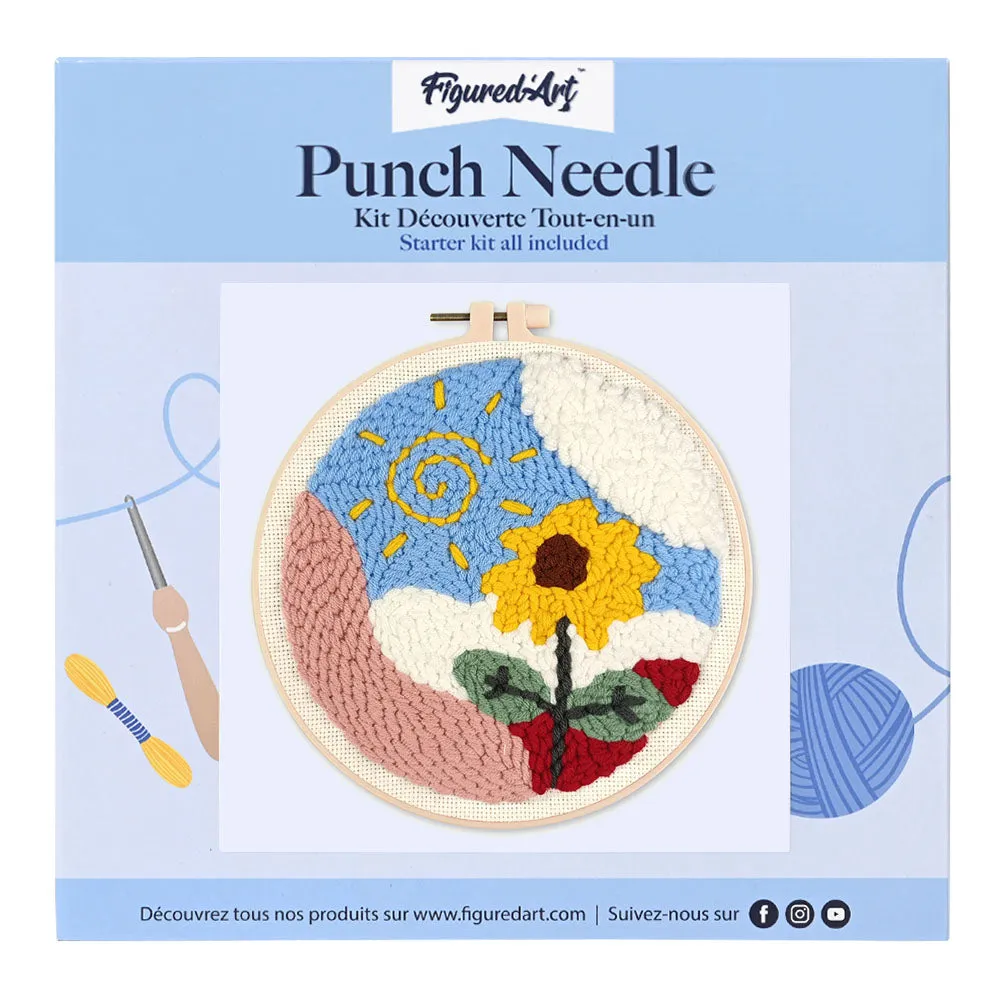 Figured'Art Bloem bij Zonsopgang punch needle pakket 20x20 cm beginners