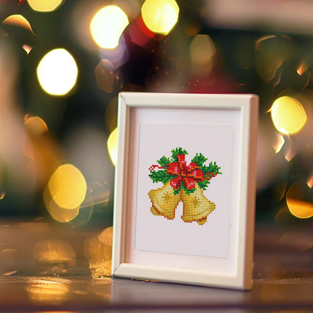 Figured'Art Kerstklokken en Boeketten mini diamond painting 15x20 cm 2 stuks