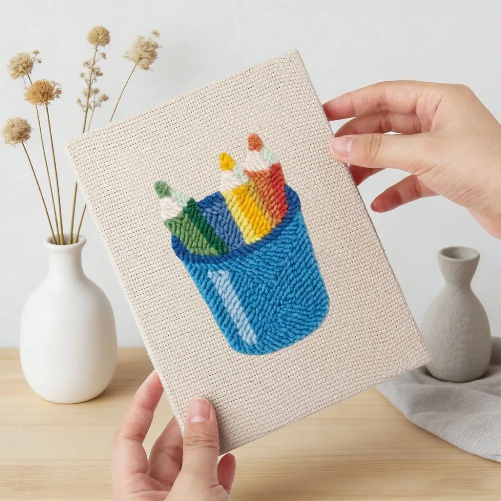 Figured'Art Punch Needle Minimalistische Bureau Iconen 4 Stuks