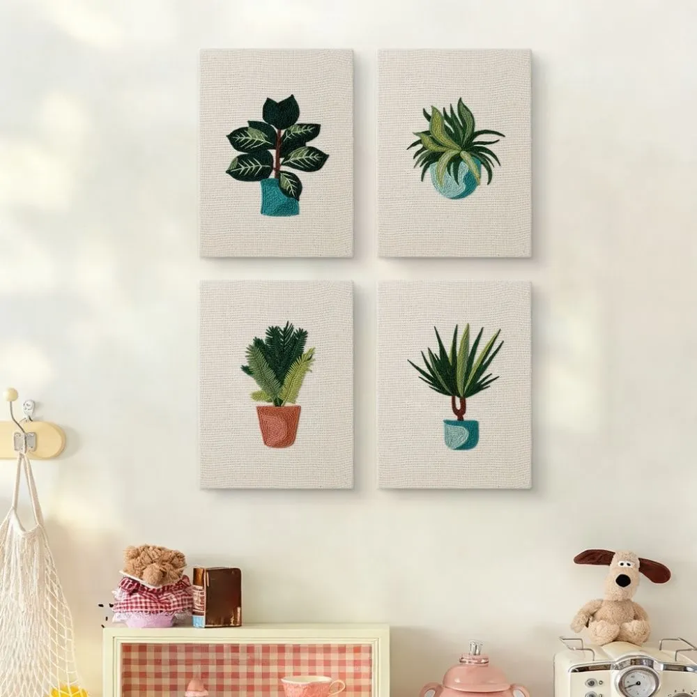 Figured'Art Plantenliefhebber punch needle set 4 stuks met frames